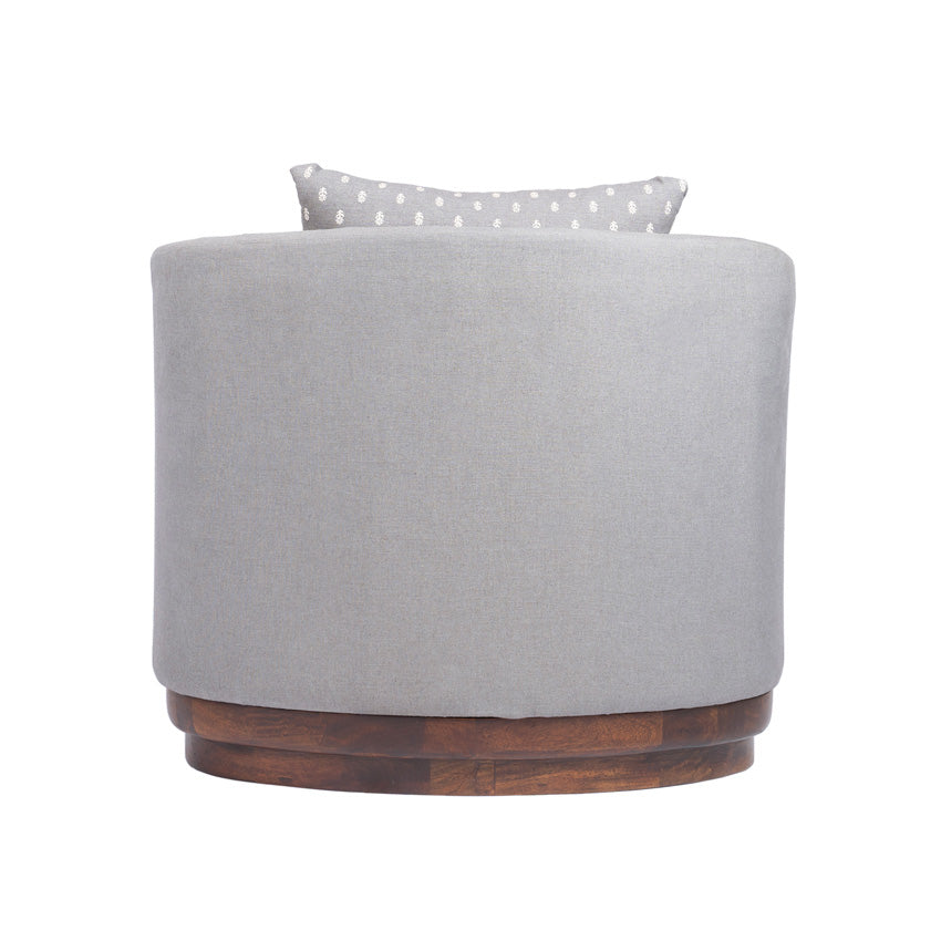 Samuel Solid Wood 1 Seater Sofa In Grey & Brown