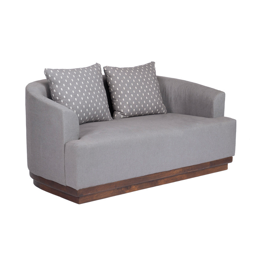 Samuel Solid Wood Two Seater Sofa In Grey & Brown