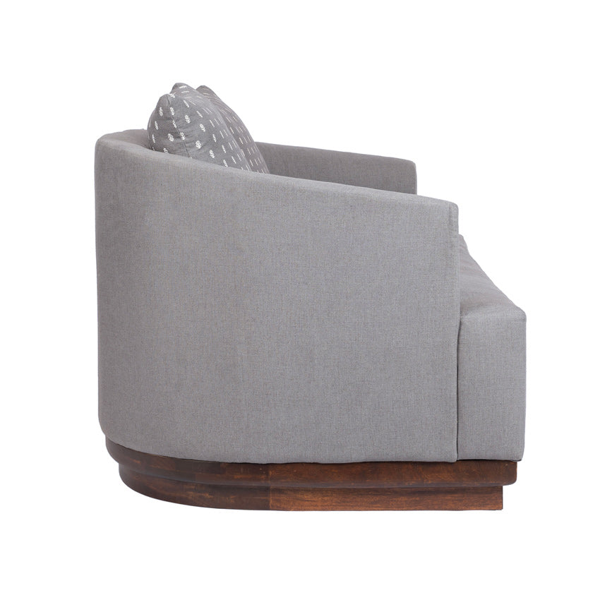 Samuel Solid Wood Two Seater Sofa In Grey & Brown