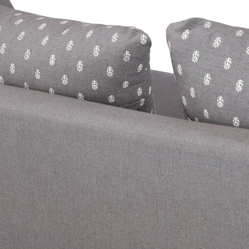 Samuel Solid Wood Two Seater Sofa In Grey & Brown