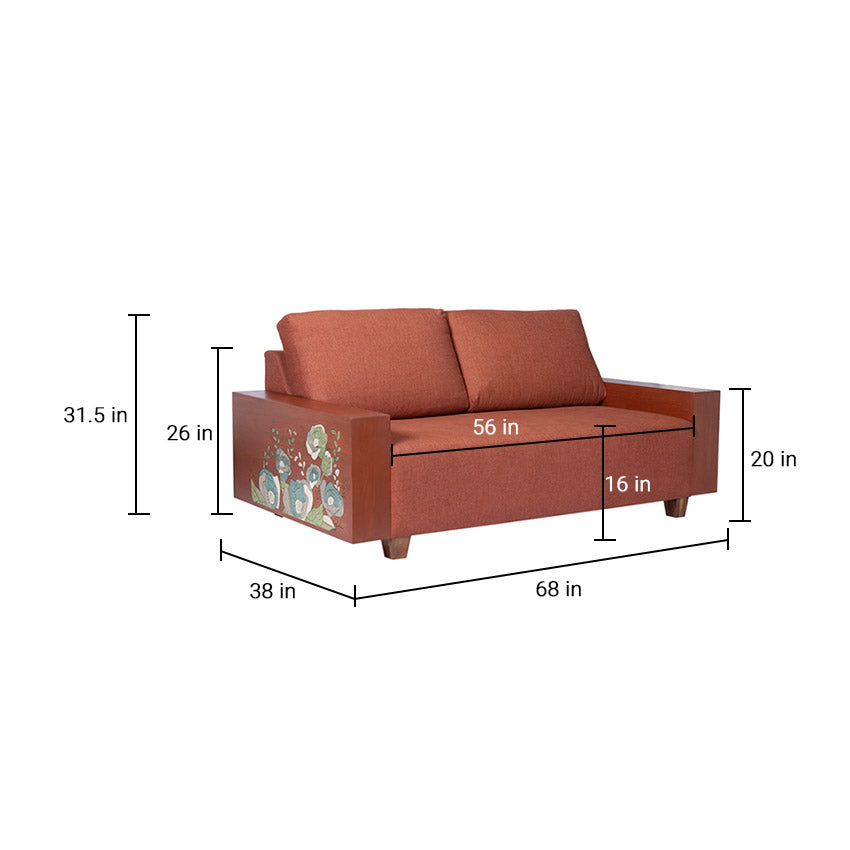 Noah Large 2 Seater Sofa with Wooden Handrest