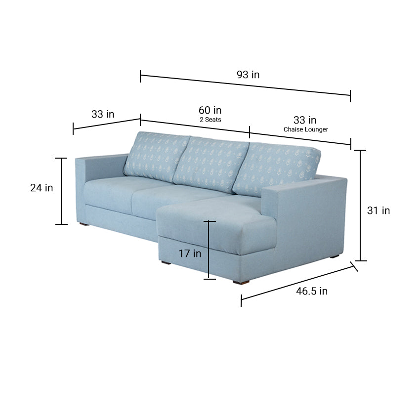 Claire Upholstered Sofa With Chaise Sectional - Linen Fabric