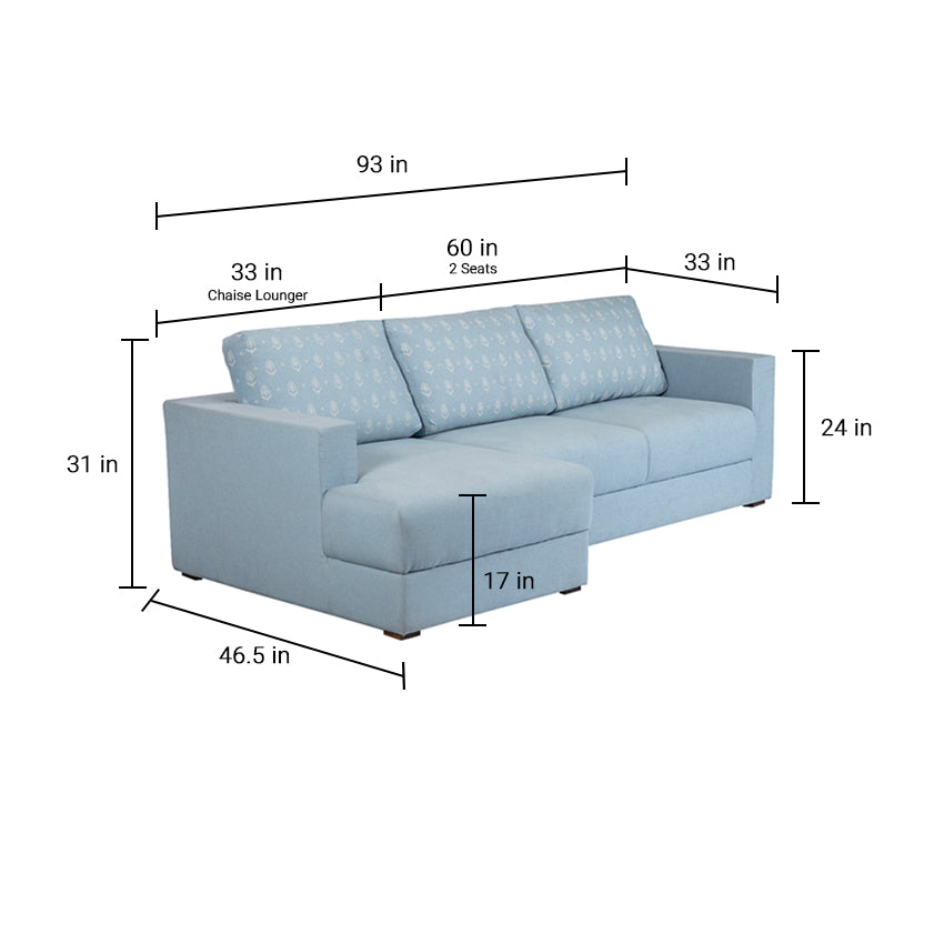 Claire Upholstered Sofa With Chaise Sectional - Linen Fabric