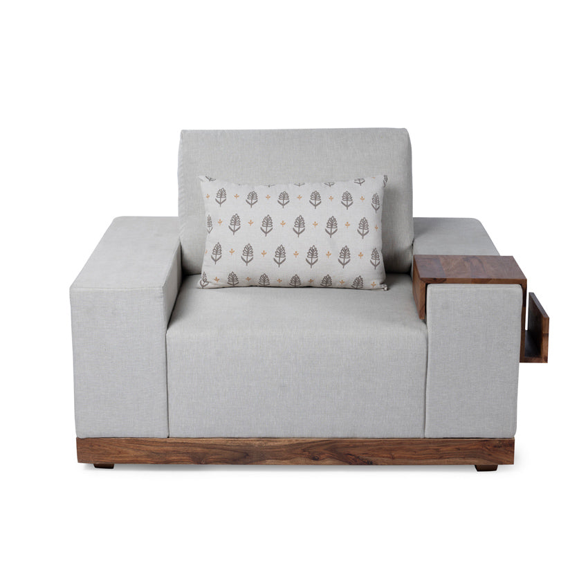 Valentina 1 Seater Sofa With Sheesham Wood Base & Linen Fabric