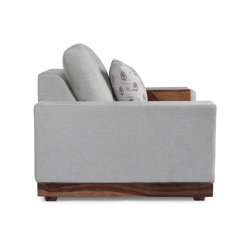 Valentina 1 Seater Sofa With Sheesham Wood Base & Linen Fabric