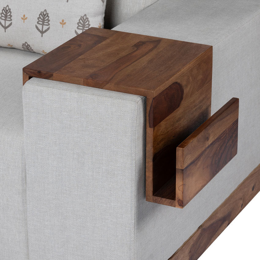 Valentina 1 Seater Sofa With Sheesham Wood Base & Linen Fabric