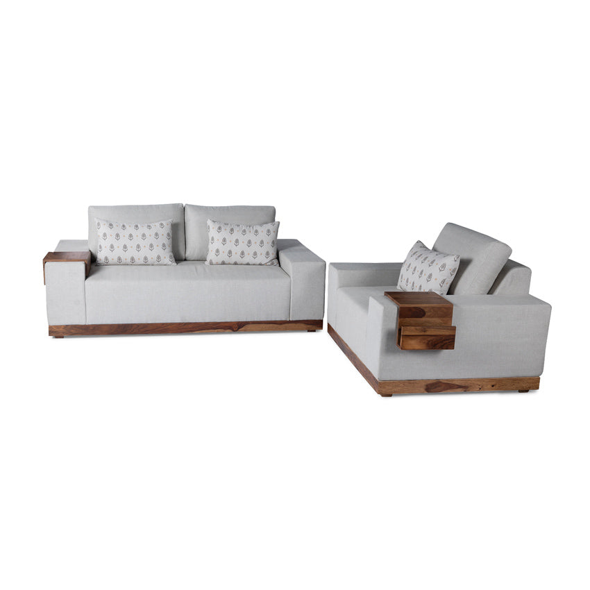 Valentina 2 Seater Sofa With Sheesham Wood Base & Linen Fabric