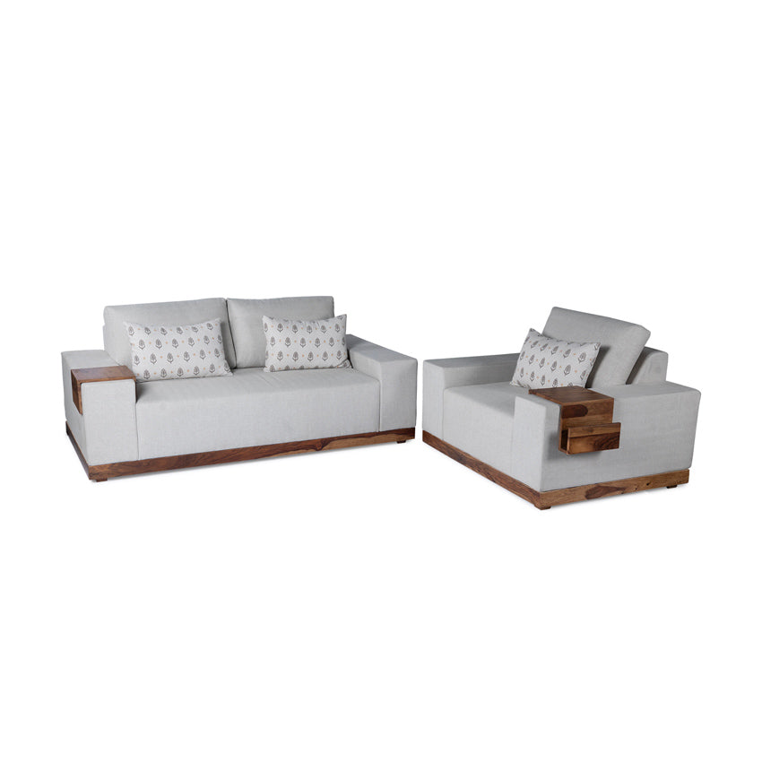 Valentina 2 Seater Sofa With Sheesham Wood Base & Linen Fabric
