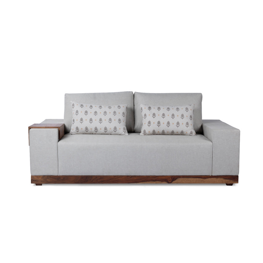 Valentina 2 Seater Sofa With Sheesham Wood Base & Linen Fabric