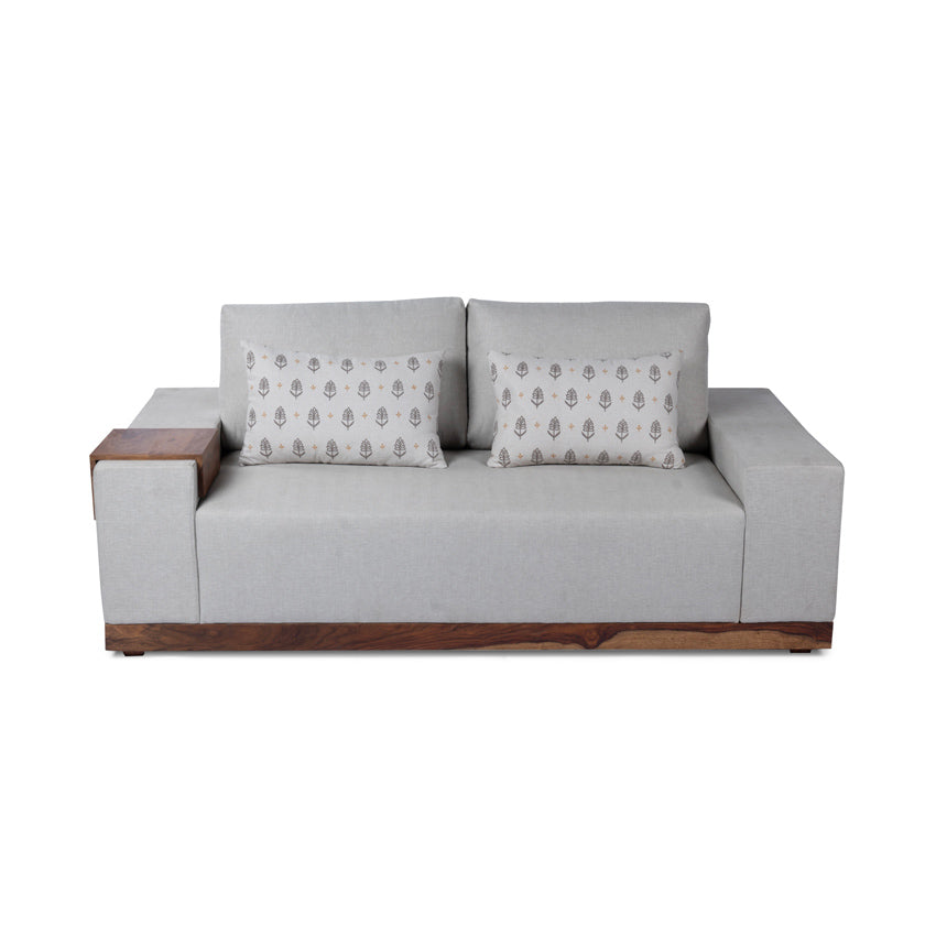 Valentina 2 Seater Sofa With Sheesham Wood Base & Linen Fabric