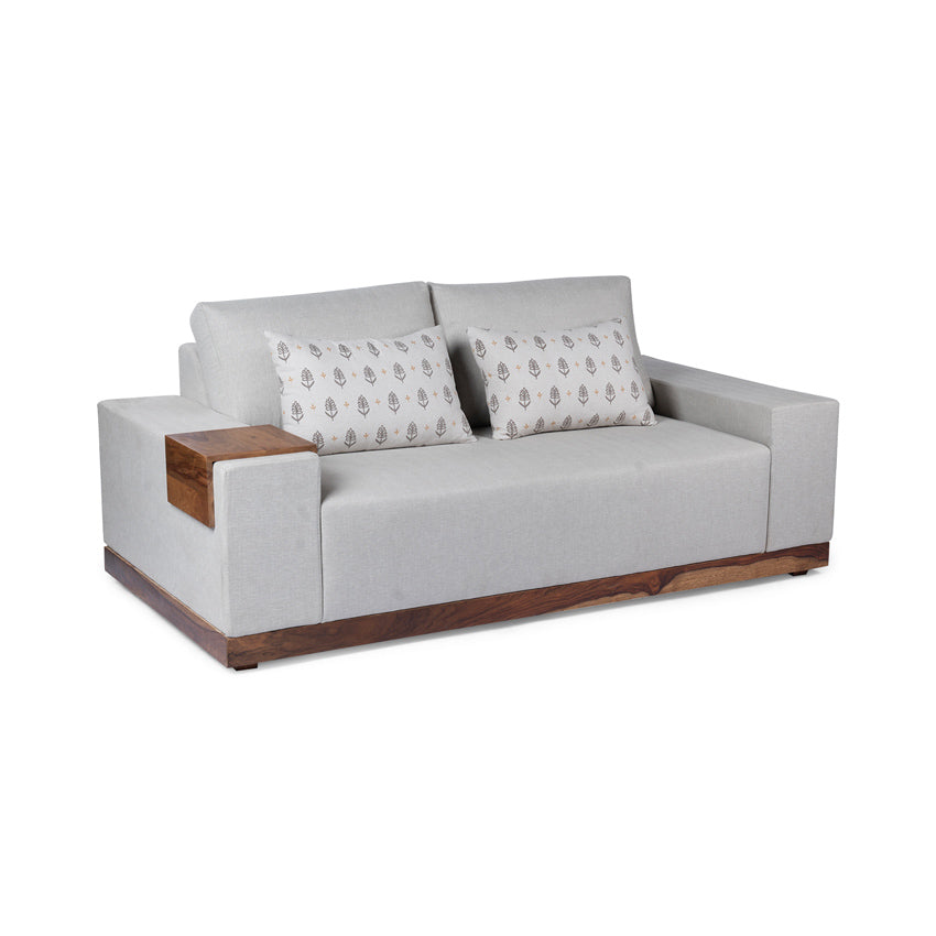 Valentina 2 Seater Sofa With Sheesham Wood Base & Linen Fabric