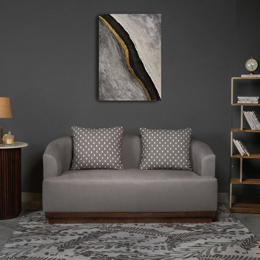 Samuel Solid Wood Two Seater Sofa In Grey & Brown