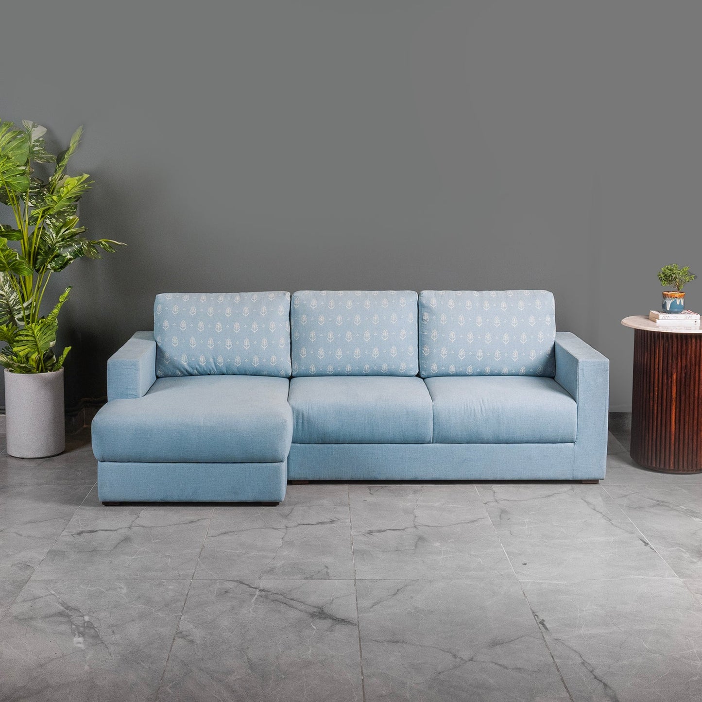 Claire Upholstered Sofa With Chaise Sectional - Linen Fabric