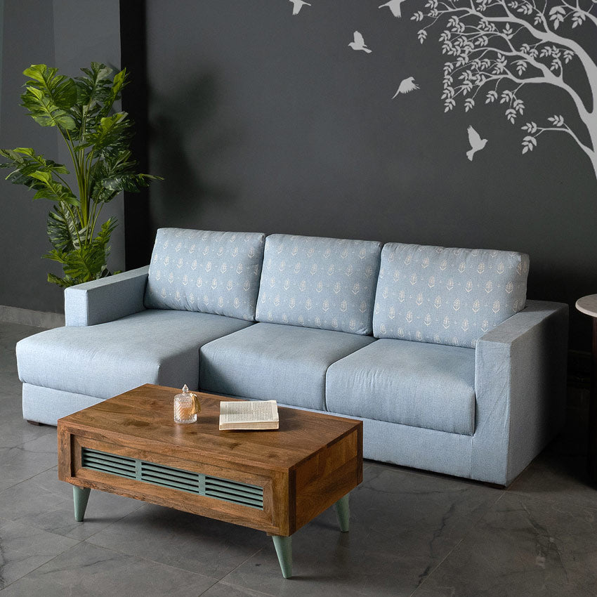 Claire Upholstered Sofa With Chaise Sectional - Linen Fabric