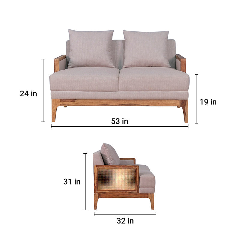 Arbor Rattan Sofa 2 Seater Textured Light Brown