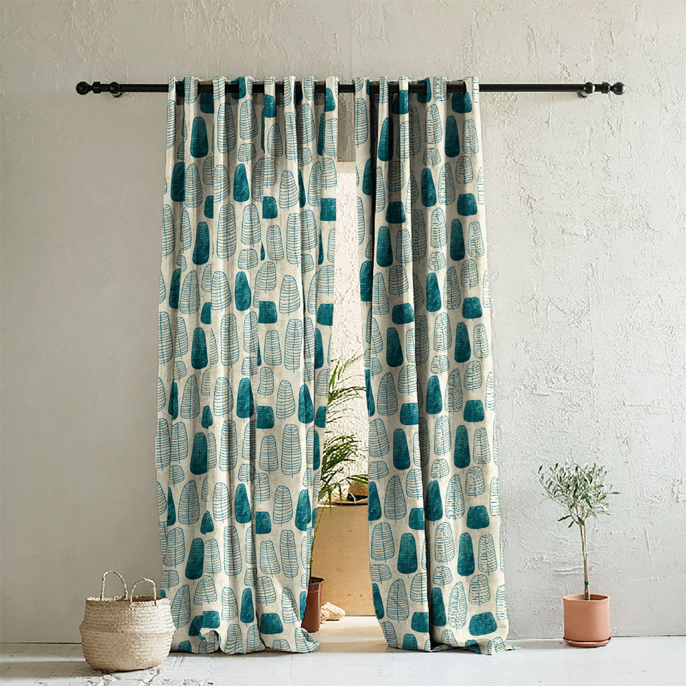 Elegant Floral Print Room Darkening Curtains- Set of 2 -DS 468A