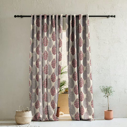 Elegant Floral Print Room Darkening Curtains- Set of 2 -DS 480B