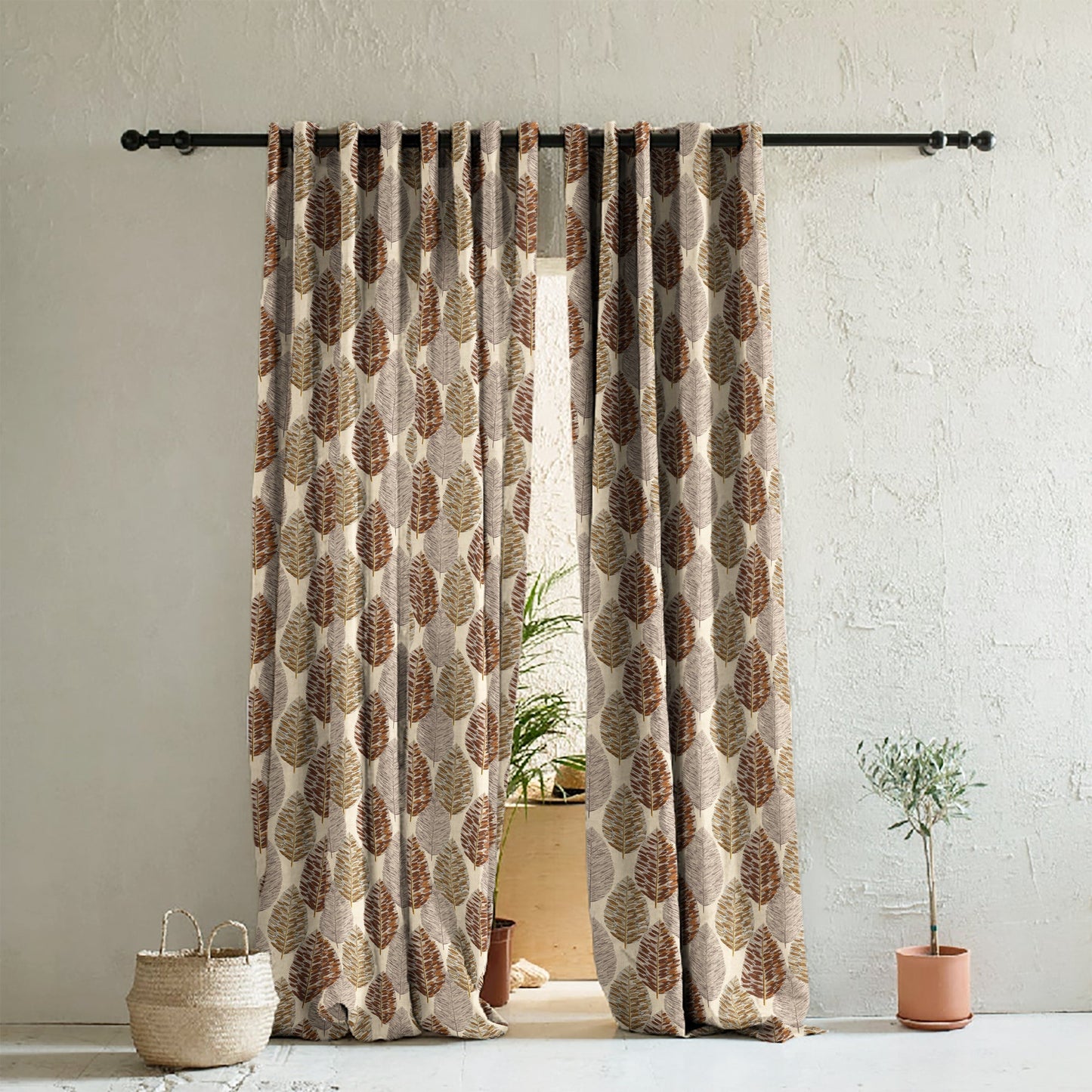 Elegant Floral Print Room Darkening Curtains- Set of 2 -DS 480 C