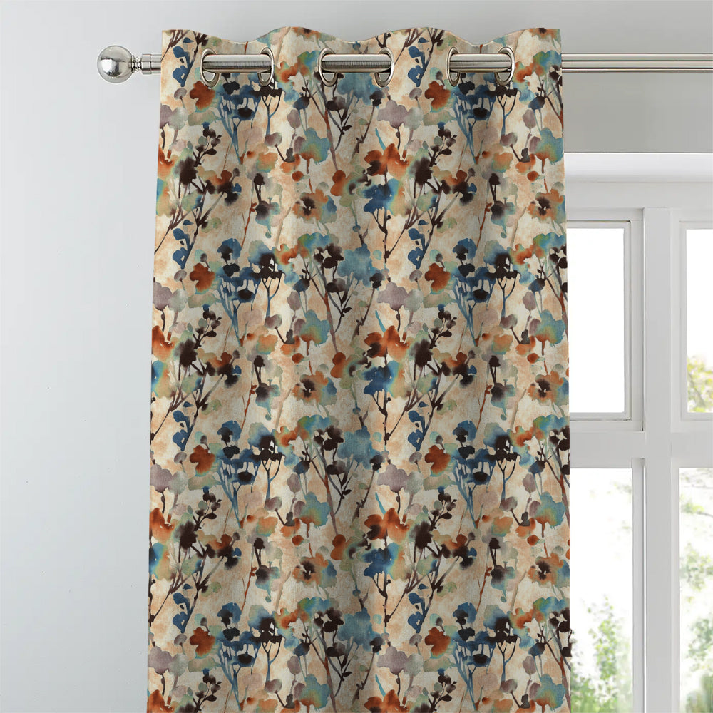Elegant Floral Print Room Darkening Curtains- Set of 2 -DS 481A