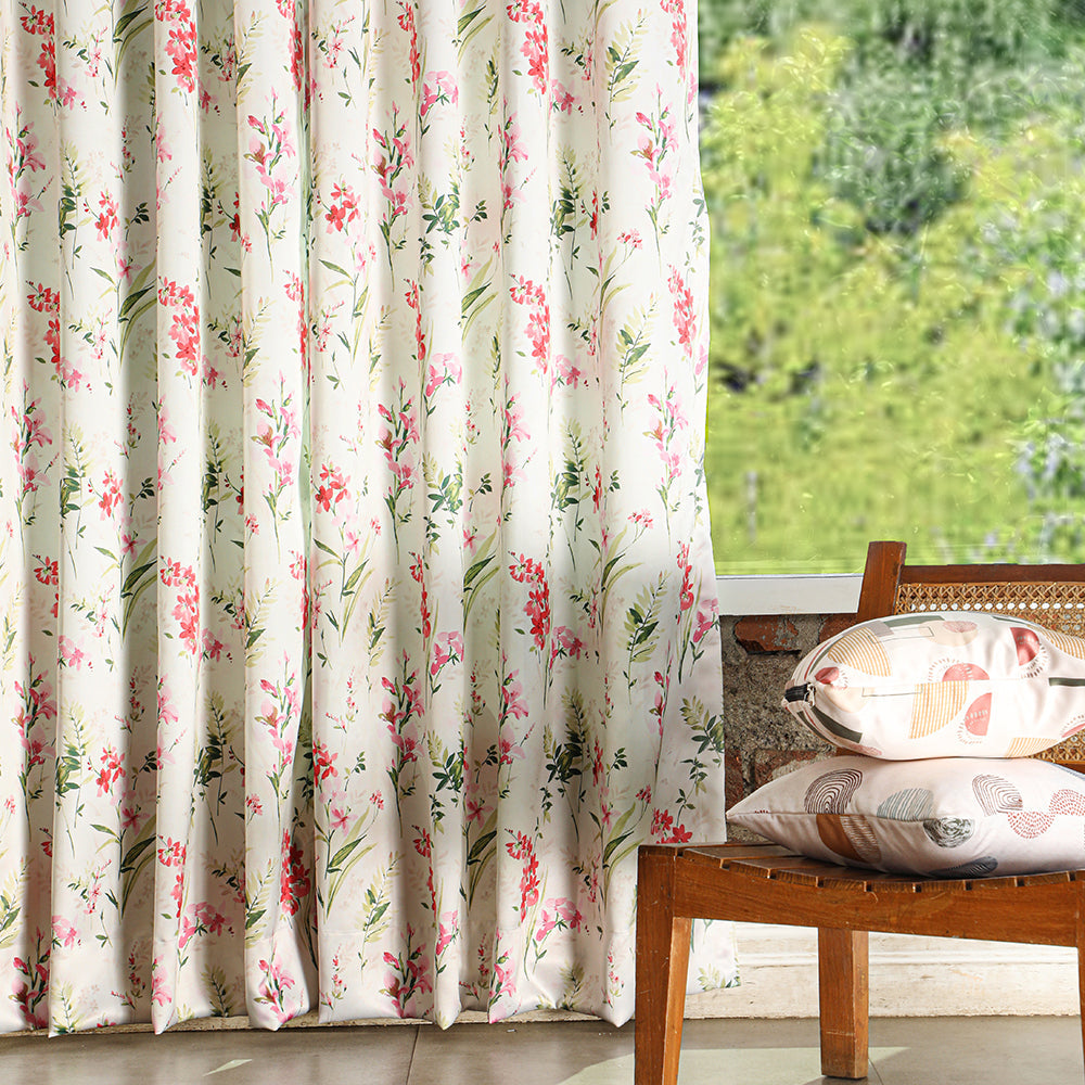 Elegant Floral Print Room Darkening Curtains Set of 2  DS260A
