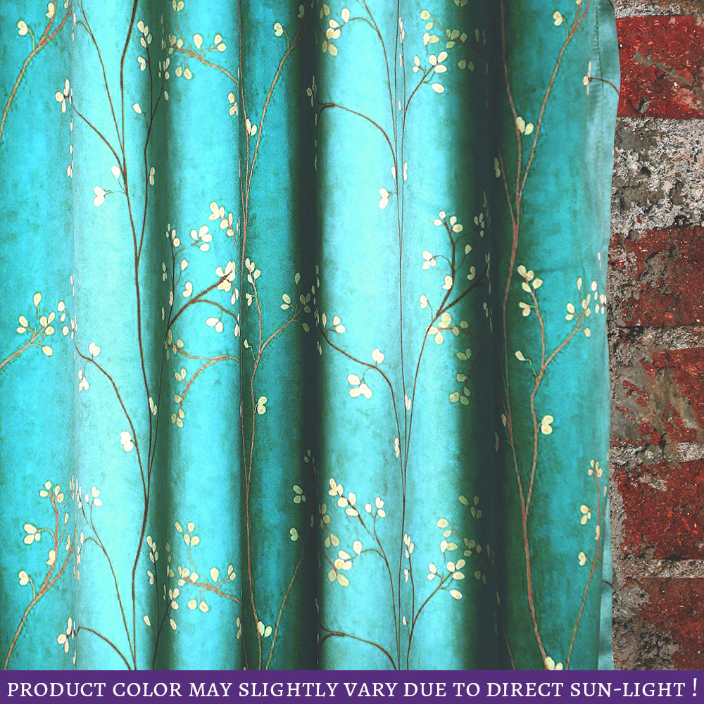 Elegant Floral Print Room Darkening Curtains Set of 2  DS357A