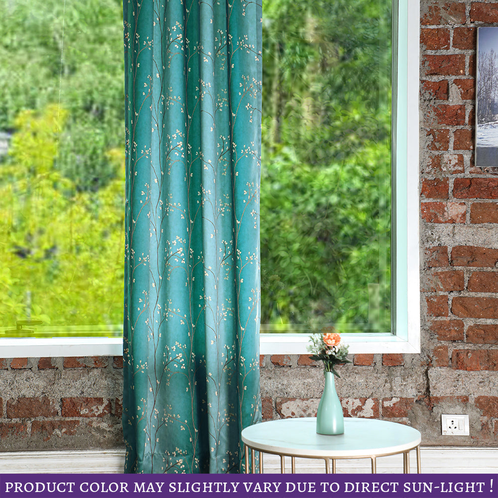 Elegant Floral Print Room Darkening Curtains Set of 2  DS357A