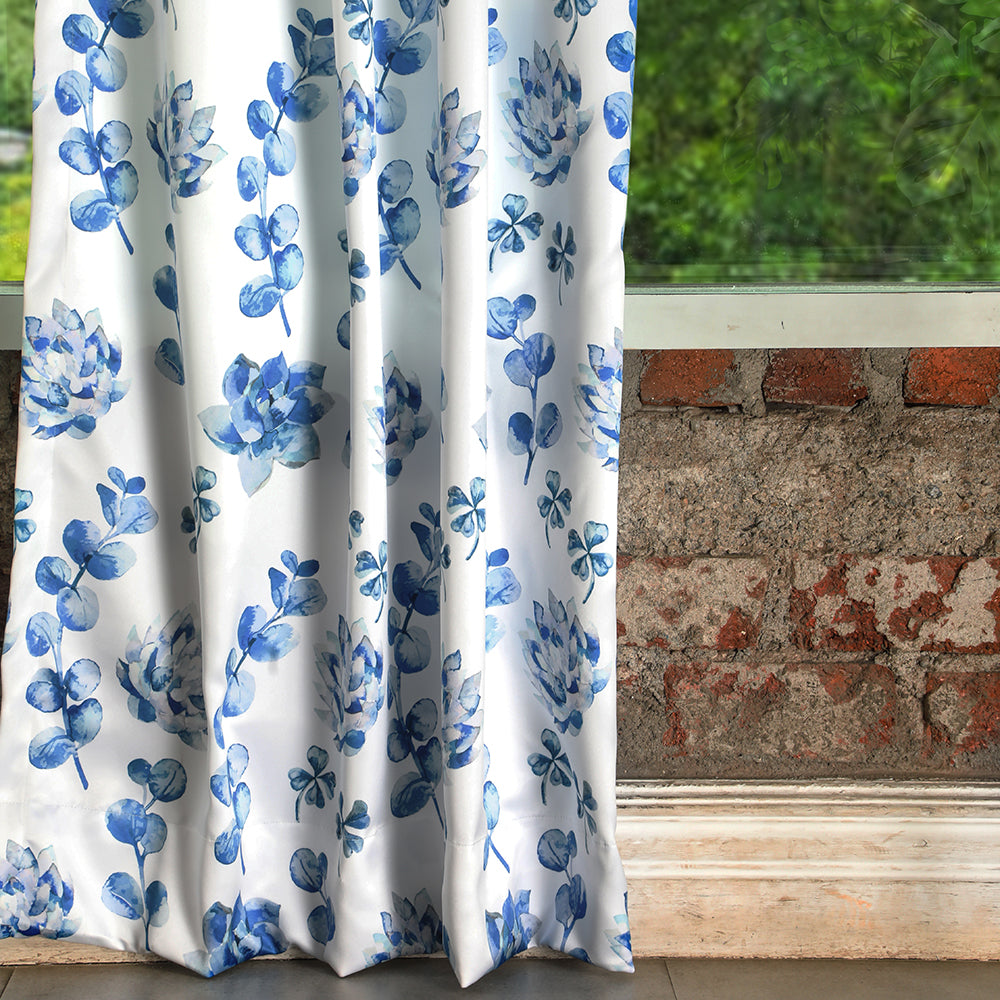 Elegant Floral Print Room Darkening Curtains Set of 2  DS19C