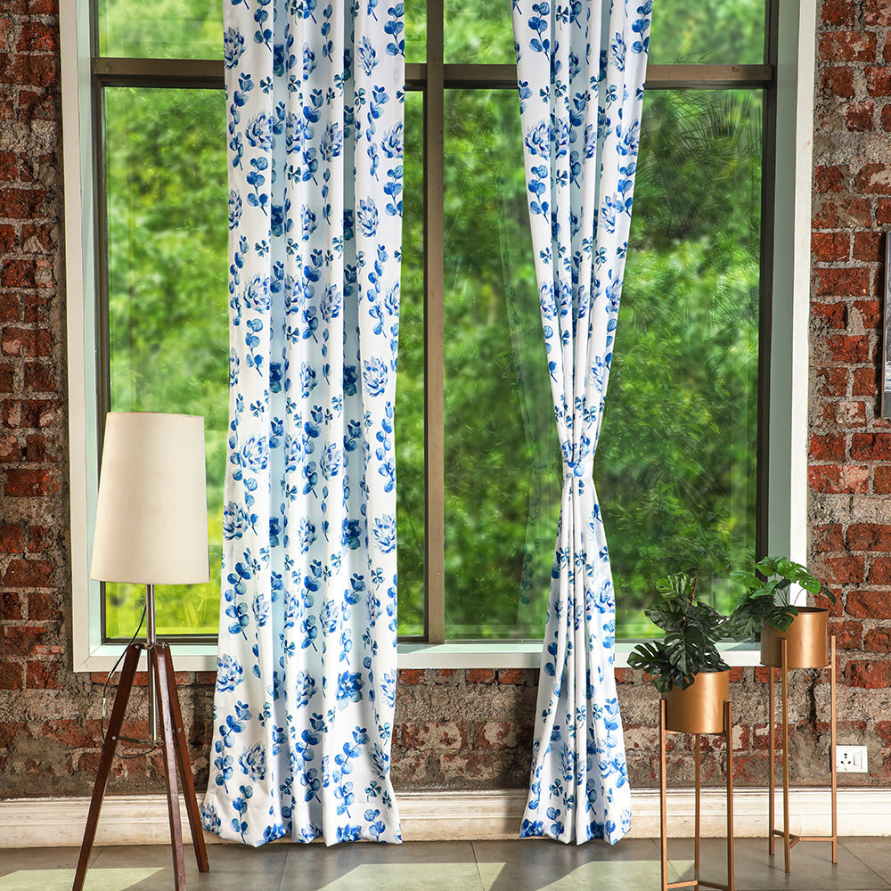 Elegant Floral Print Room Darkening Curtains Set of 2  DS19C