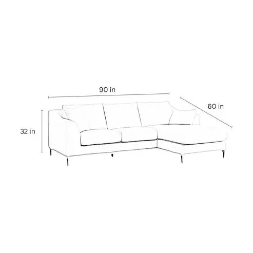 Flora 4 Seater L Shape Fabric Sofa For Living Room