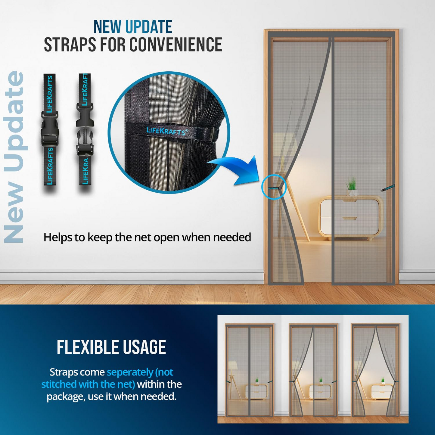 Fiberglass Door Mosquito Net - Grey