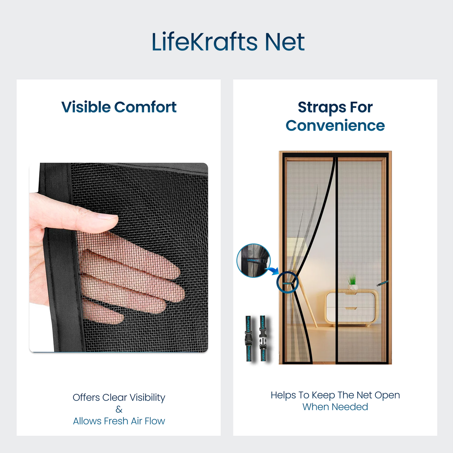 Fiberglass Door Mosquito Net - Black