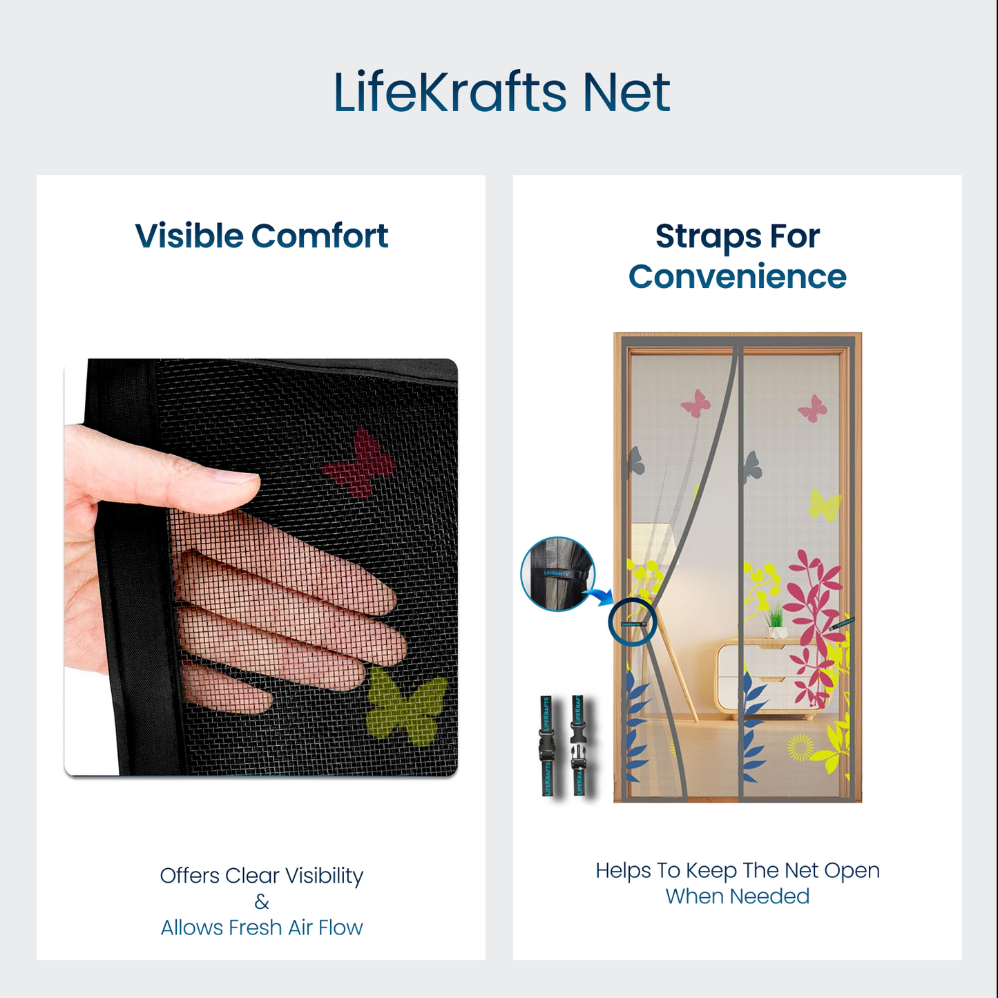 Floral Polyester magnetic Mosquito Net curtain for door