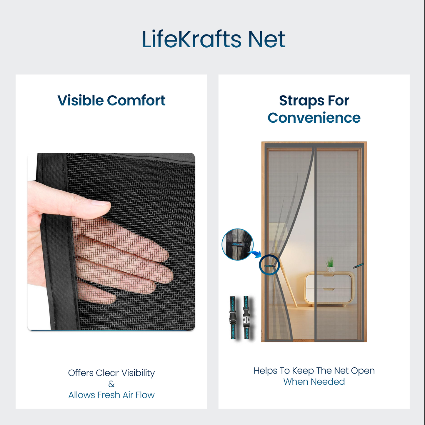 Fiberglass Door Mosquito Net - Grey