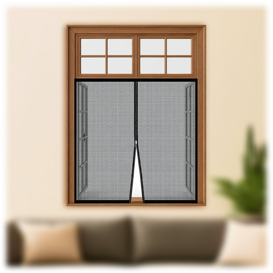 Premium Edition Window Mosquito Net Curtain with Zipper, Fiberglass Net - BLACK