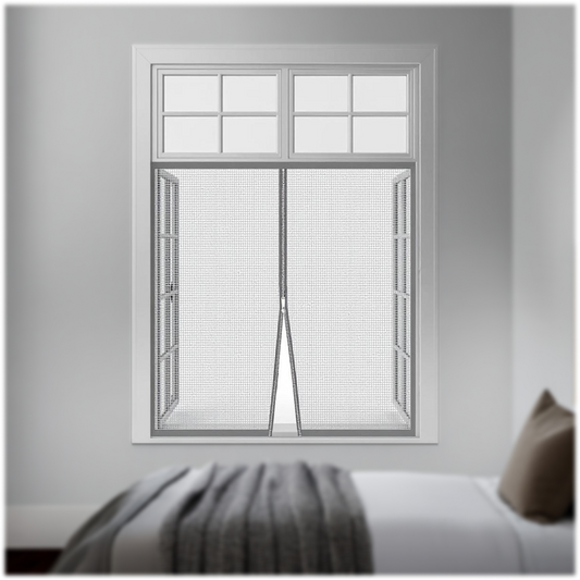 Premium Edition Window Mosquito Net Curtain with Zipper, Fiberglass Net - GREY