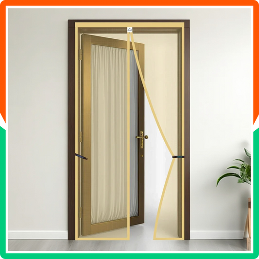Polyester Magnetic Mosquito Net Curtain for Door - BEIGE