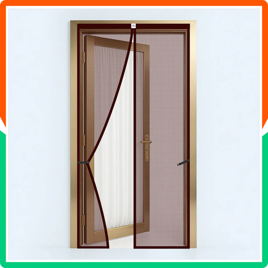 Polyester Magnetic Mosquito Net Curtain for Door - BROWN