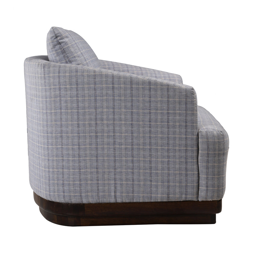 Samuel Solid Wood Single Seater Sofa in Marine Blue