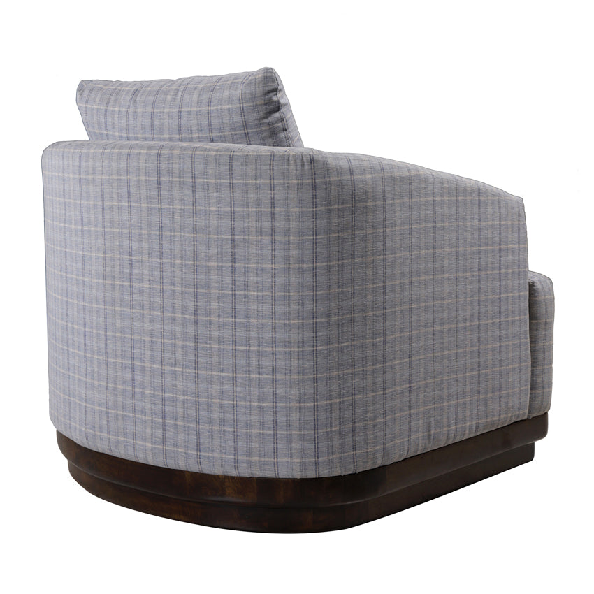 Samuel Solid Wood Single Seater Sofa in Marine Blue