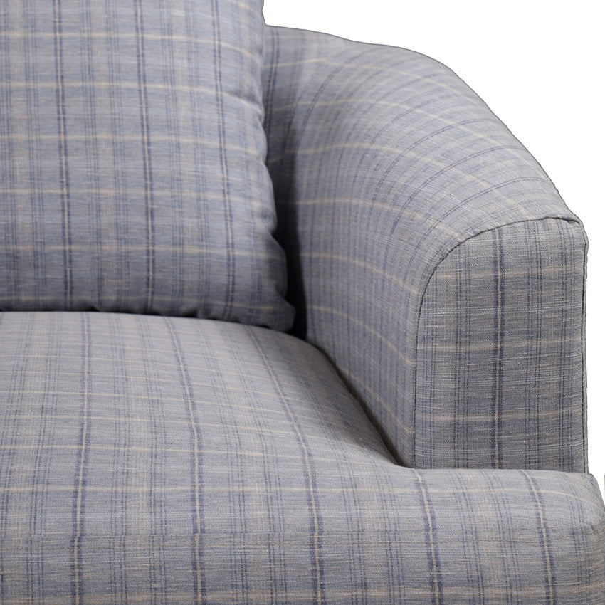 Samuel Solid Wood Single Seater Sofa in Marine Blue
