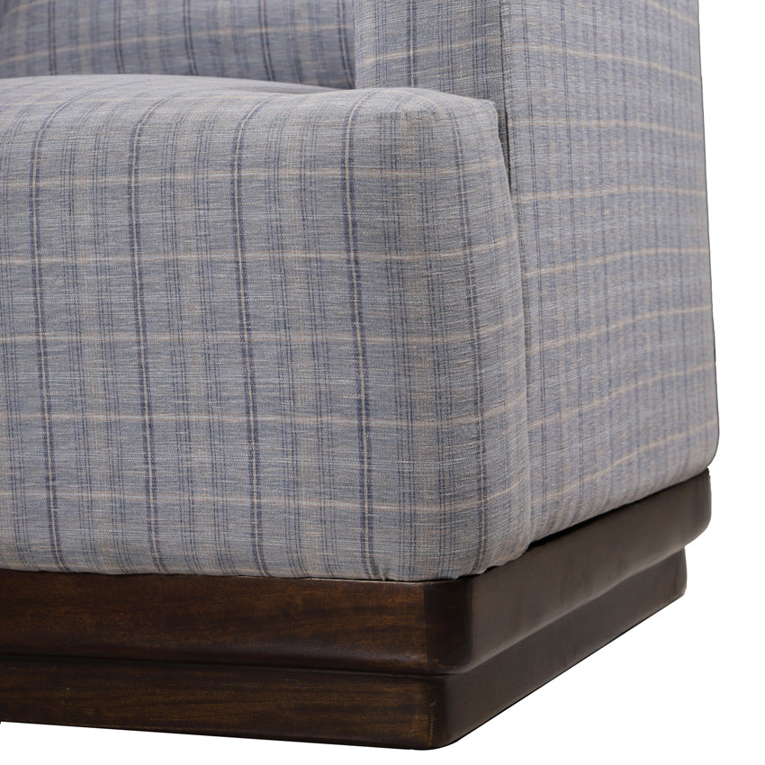Samuel Solid Wood Single Seater Sofa in Marine Blue