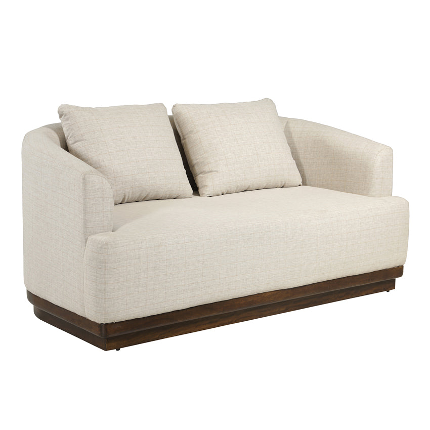 Samuel Solid Wood Two Seater Sofa in Beige & Brown