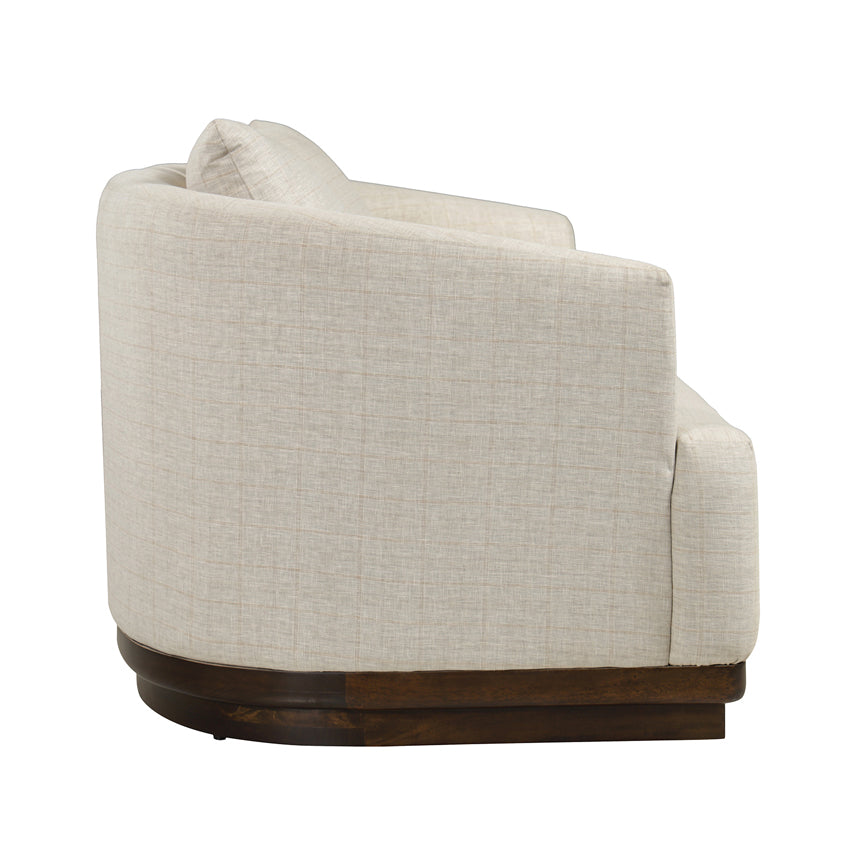 Samuel Solid Wood Two Seater Sofa in Beige & Brown