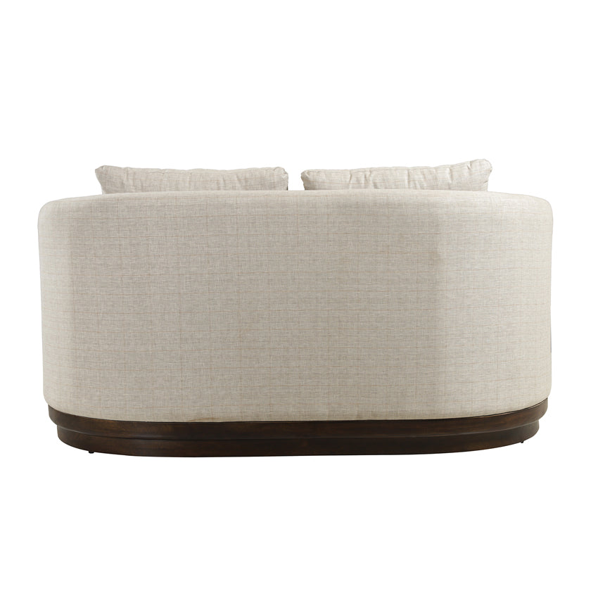 Samuel Solid Wood Two Seater Sofa in Beige & Brown