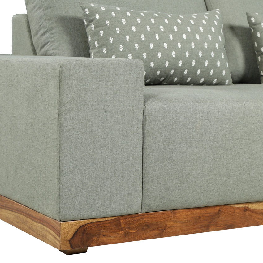 Valentina Two Seater Sofa with Sheesham Wood Base & Linen Fabric