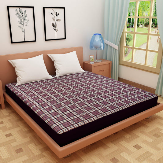 Waterproof Mattress Protector with 360 Degree Elastic Strap, Luxury Terry Printed (Grey, Available in 16 Sizes)