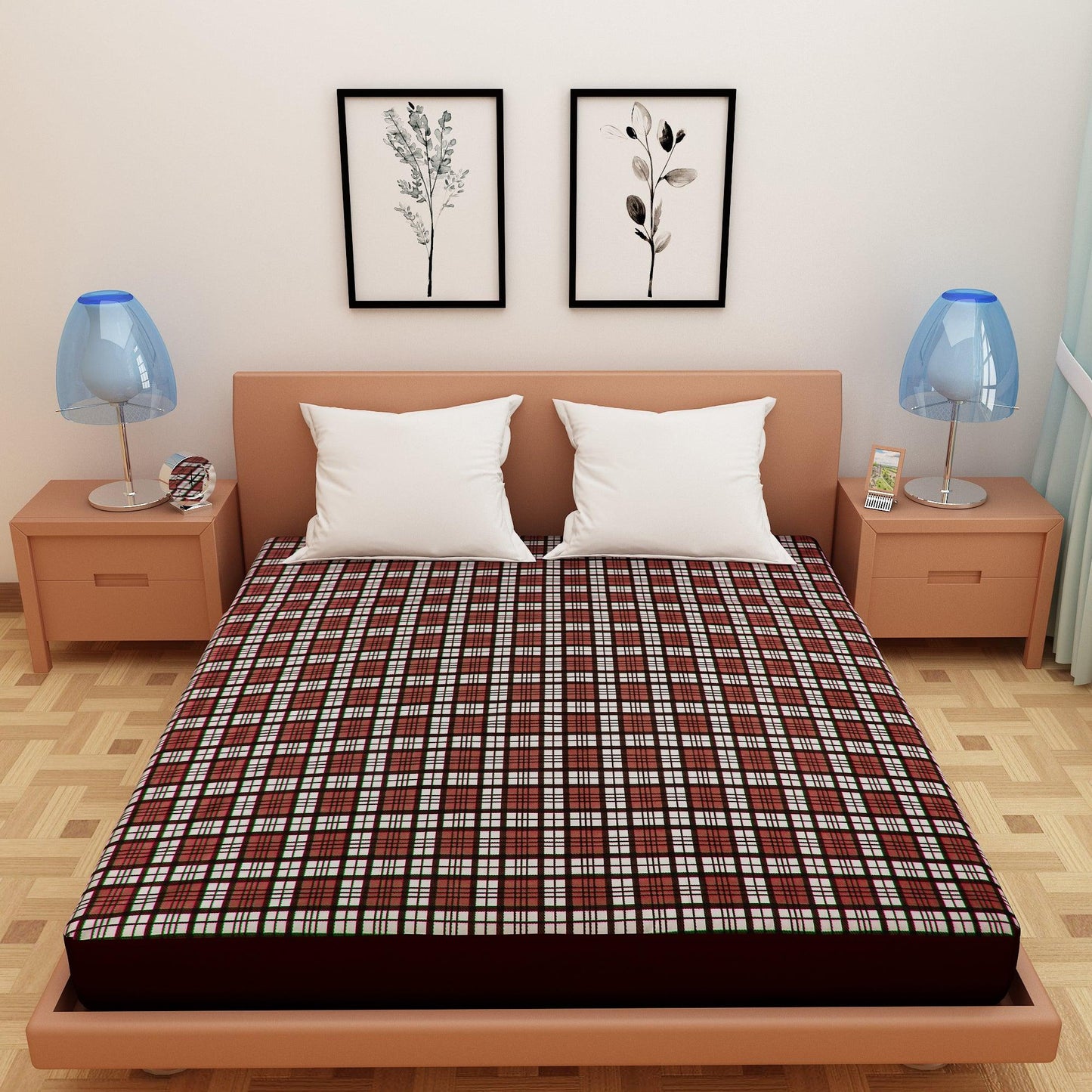 Waterproof Mattress Protector with 360 Degree Elastic Strap, Luxury Terry Printed (Brown, Available in 16 Sizes)