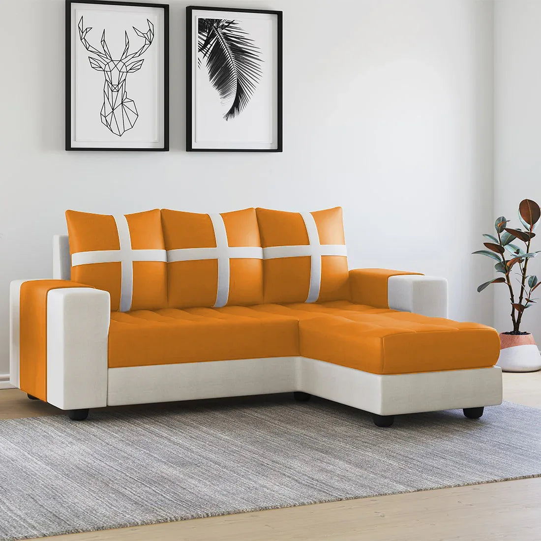 Jamestown L Shape Fabric Sofa Set For Living Room