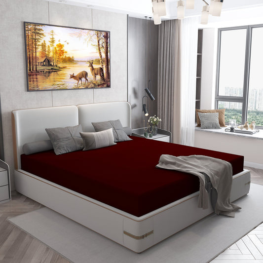 Waterproof Mattress Protector with 360 Degree Elastic Strap, Cotts Wonder Lycra (Maroon, Available in 16 Sizes)