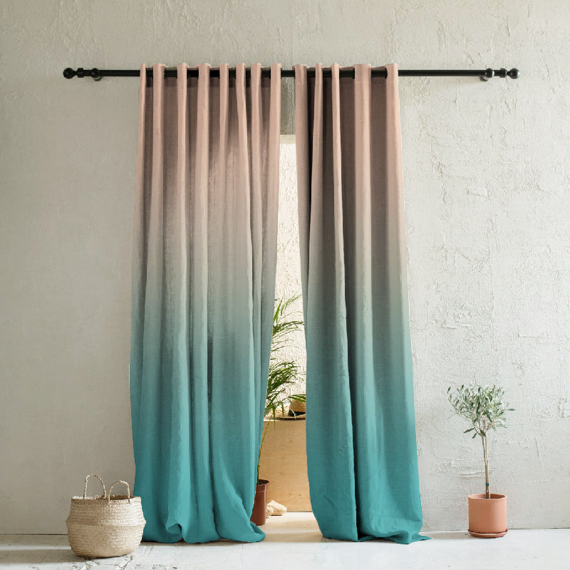 Elegant Ombre Print Room Darkening Curtain - Set of 2 - DSMR8
